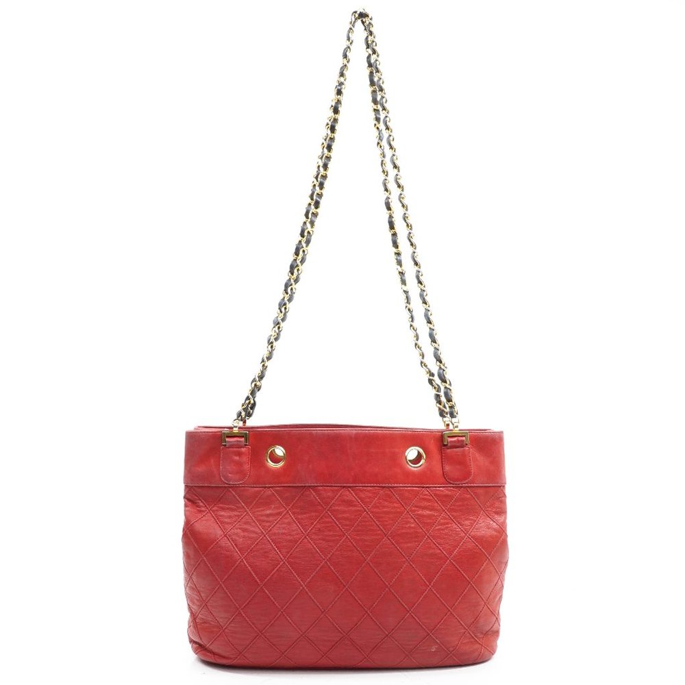 Authentic CHANEL Red Quilted Shoulder Bag
